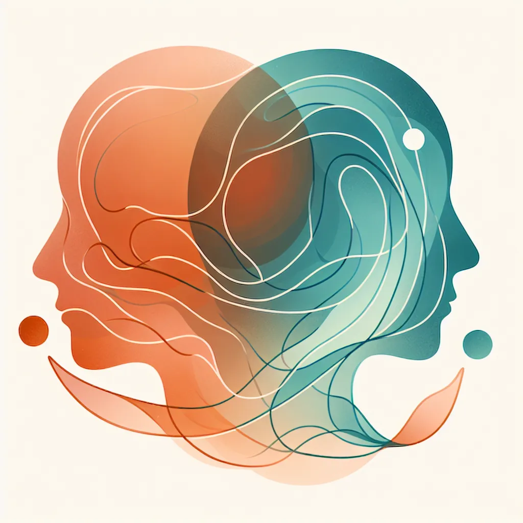 Abstracte illustratie van empathie en menselijke verbinding in warme kleuren