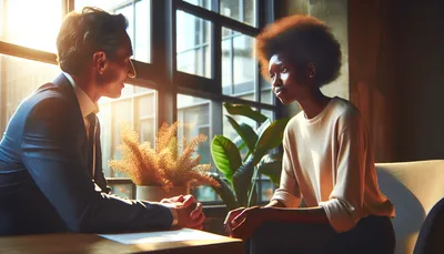 Medewerker in gesprek met leidinggevende over feedback op het werk