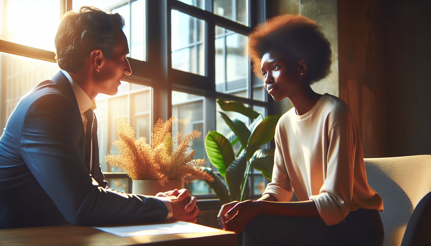 Medewerker in gesprek met leidinggevende over feedback op het werk
