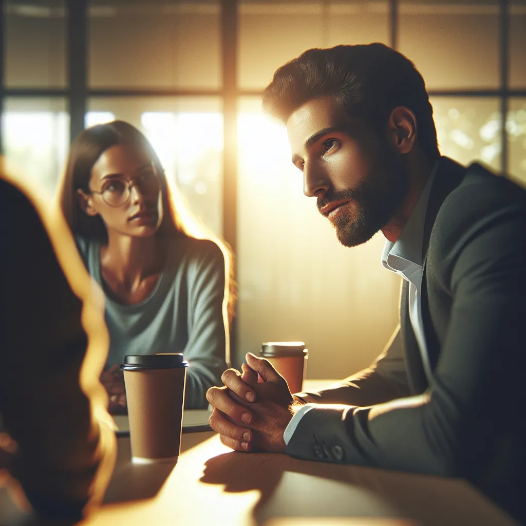 Collega's die actief luisteren tijdens een teamgesprek over meningsverschillen